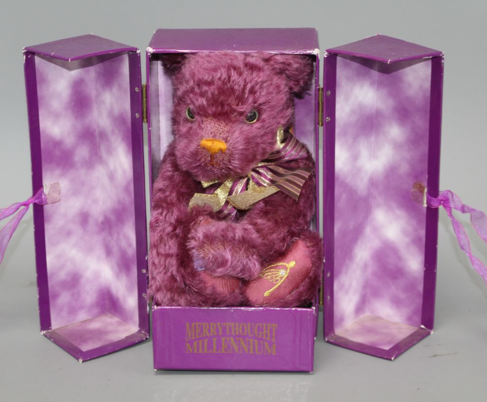 A limited edition Merrythought Millennium bear, boxed